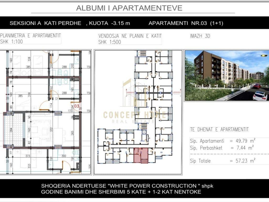 Apartament 1+1 në Paskuqan, Tiranë - 52,223€ | 57.23 m² 3