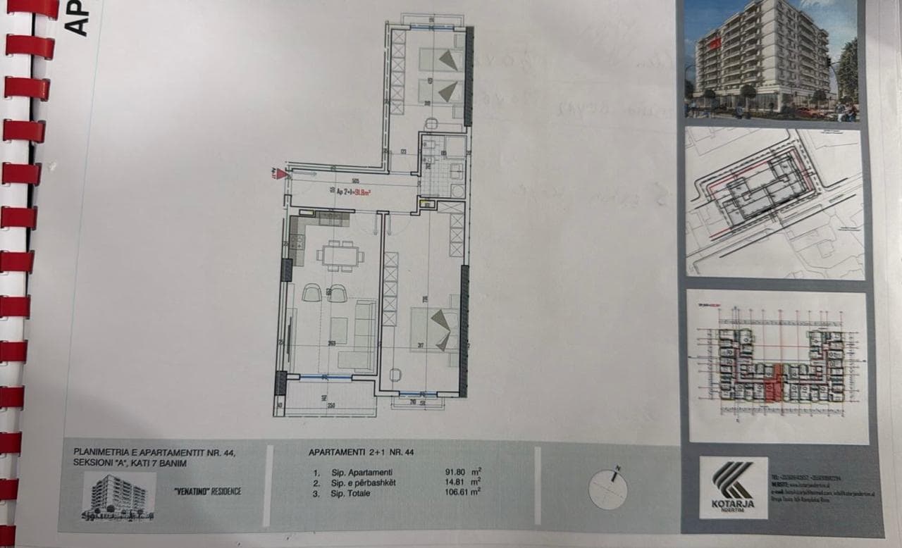 Apartament 2+1 për Shitje në Kamëz - 85,288€ | 106.61 m²