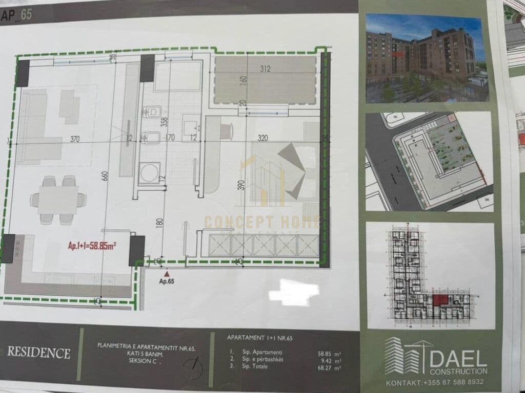 Apartament 1+1 për Shitje në Kamez, Tirana - 51,200€ | 68.27 m² 3
