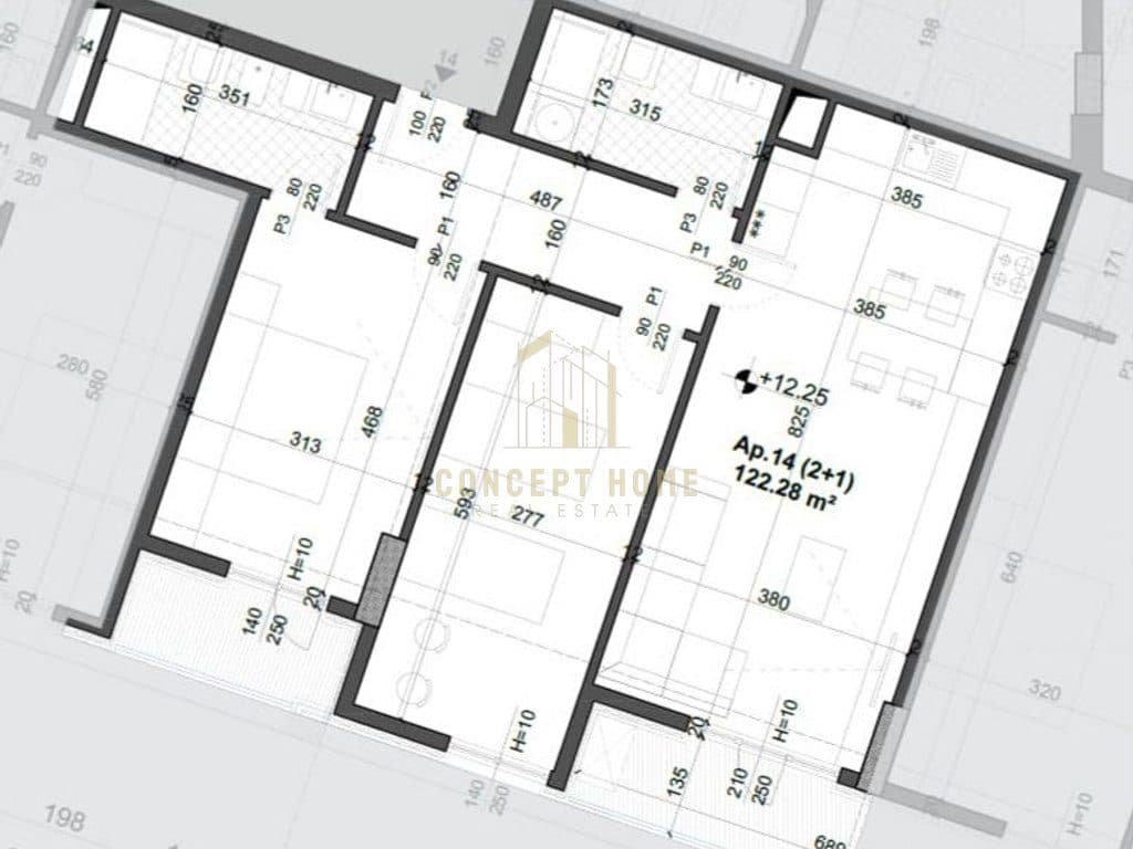 Apartament 2+1+2 për Shitje në Ish Fusha e Aviacionit, Tiranë - 179,000€ | 122.28 m²