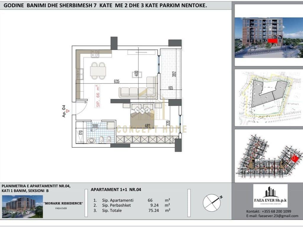 Apartament 1+1 për Shitje në Paskuqan, Babrru, Tiranë - 90.280€ | 75.24 m² 2
