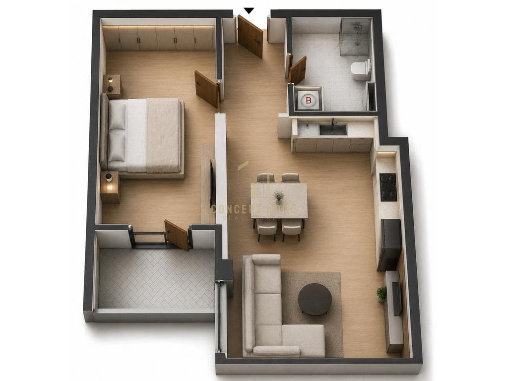 Shitet apartament 1+1 ne