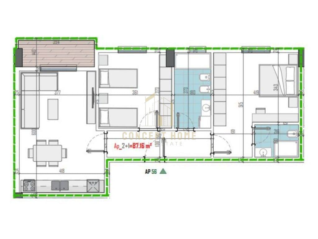 Apartament 2+1 Për Shitje në Paskuqan, Paion Residence Tiranë – 111221€ | 101.11 m²