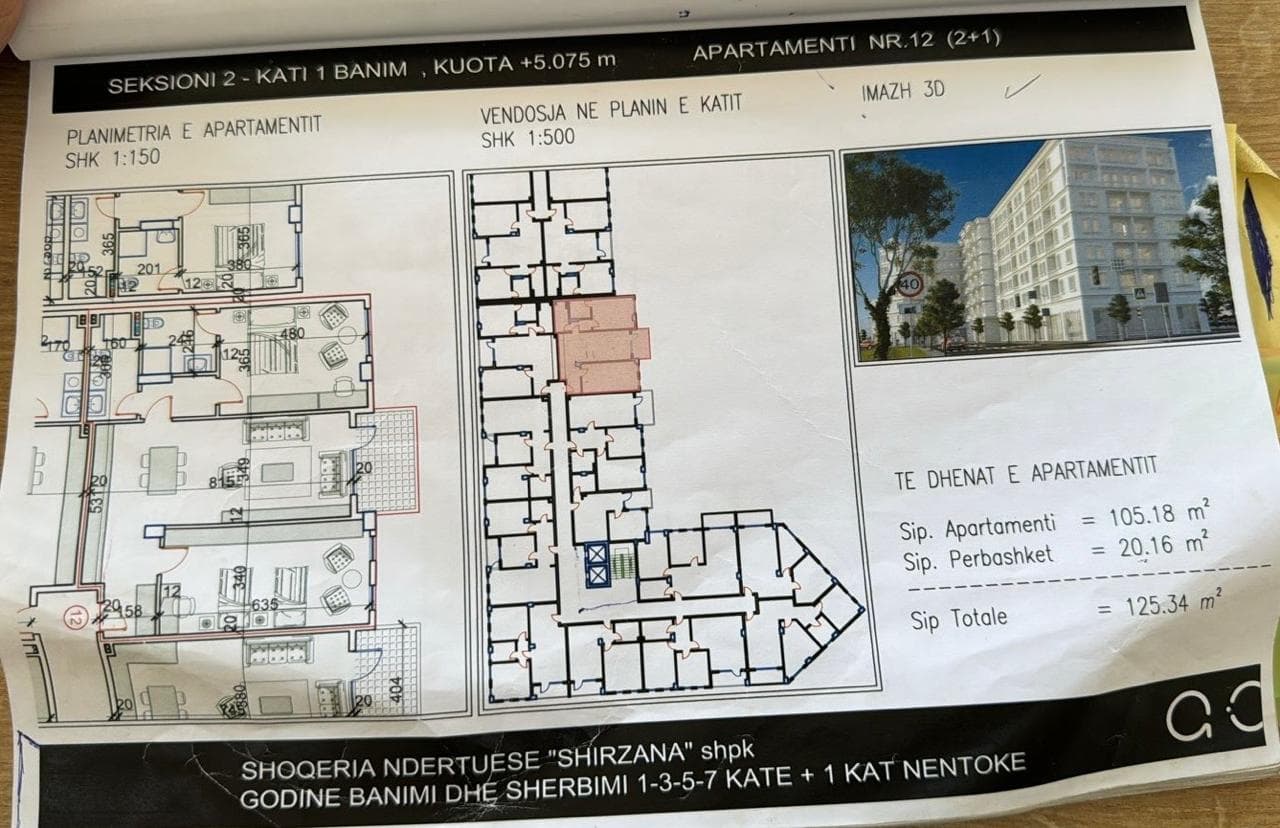 Apartament 2+1+2 për Shitje në Paskuqan, Tiranë - 122.833€ | 125.34 m² 2