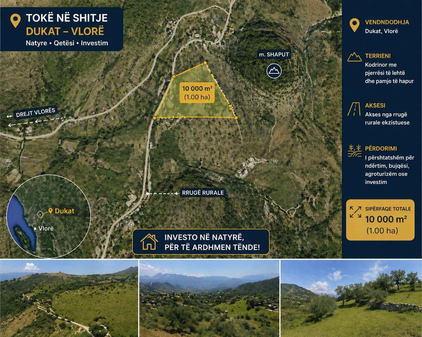 *TOKË NË SHITJE – DUKAT, VLORË* *10,000 m² | Investim Premium*