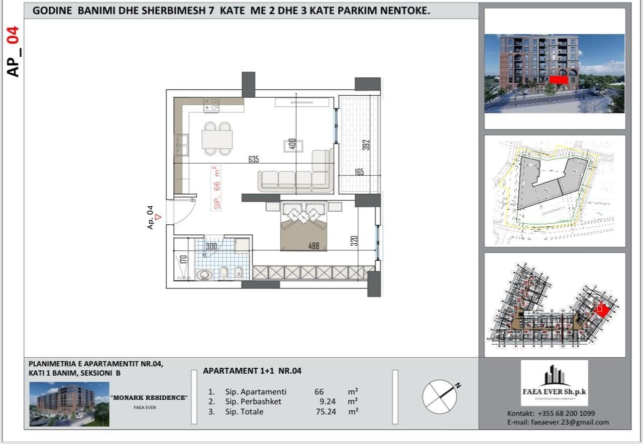 Apartament 1+1 për Shitje në Paskuqan, Babrru, Tiranë - 90.280€ | 75.24 m² 2