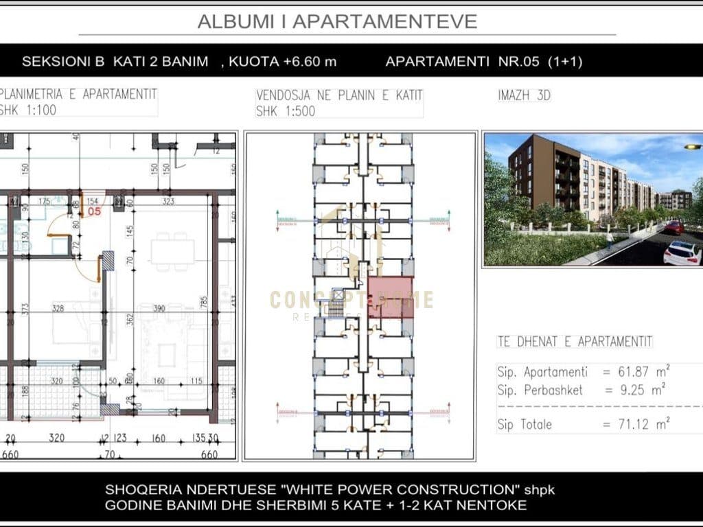 Apartament 1+1 për Shitje në Paskuqan, Tiranë - 66.141€ | 71.12 m² 3