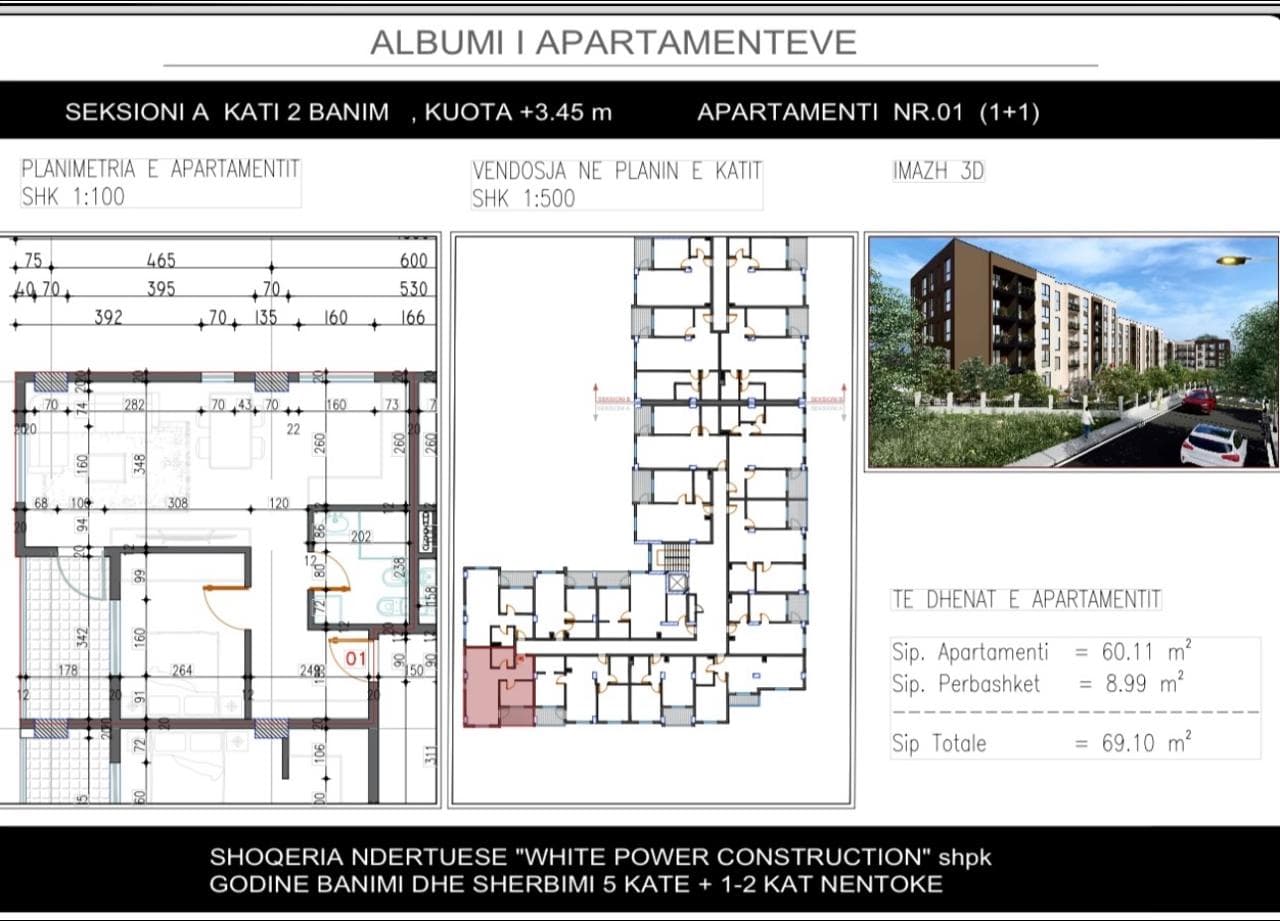 Apartament 1+1 për Shitje në Paskuqan, Tiranë - 64263€ | 69.10 m² 3
