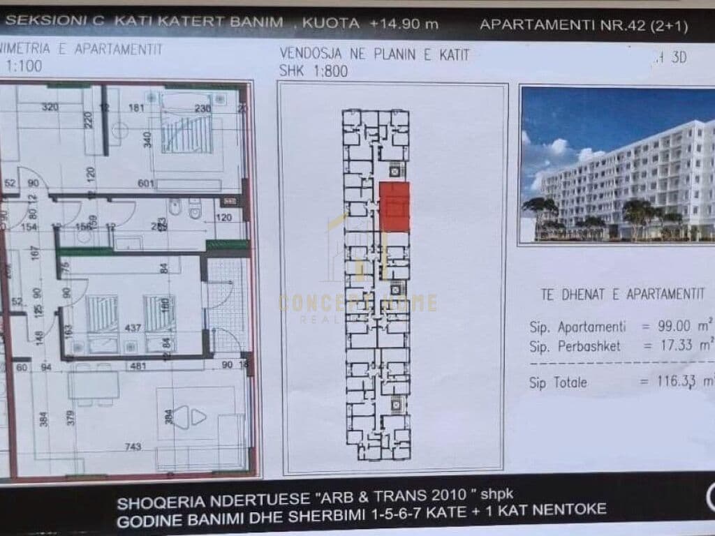Shitet apartament 2+1 ne Kamez - 87.250 euro