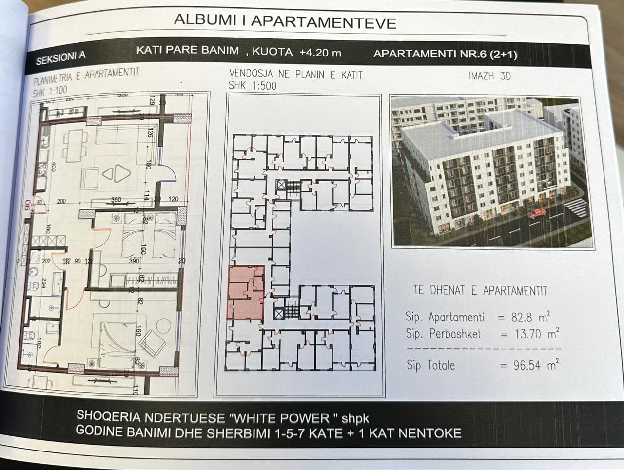 Apartament 2+1+2 në shitje në Kamez, Tiranë - 80120€ | 96.54 m² 3