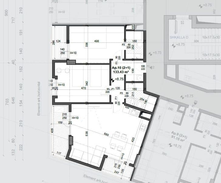 Apartament 2+1+2 Për Shitje në Ish Fusha e Aviacionit, Tiranë - 195,100€ | 133.43 m²