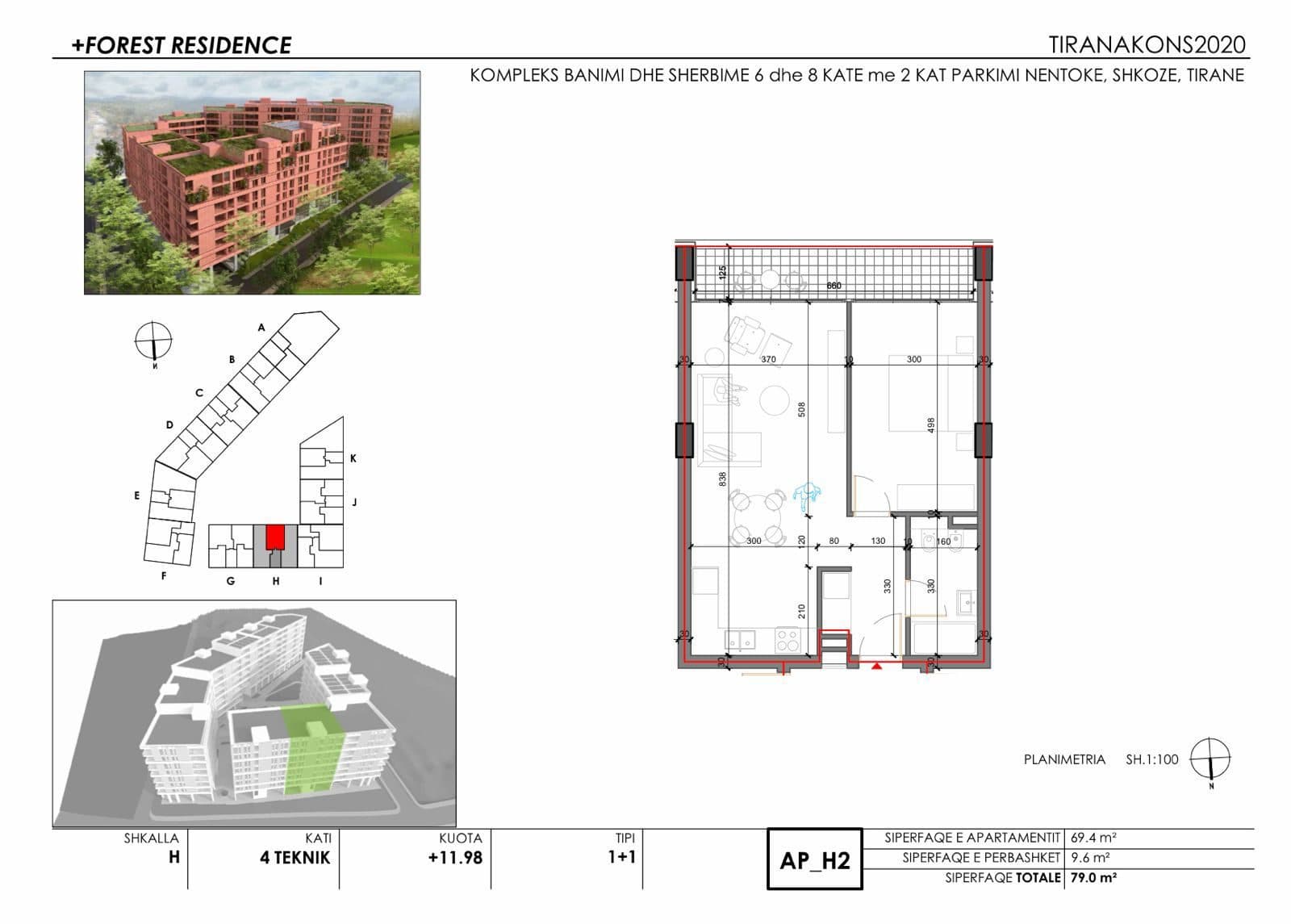 Shitet apartament 1+1 ne Shkoze, Forest Residence