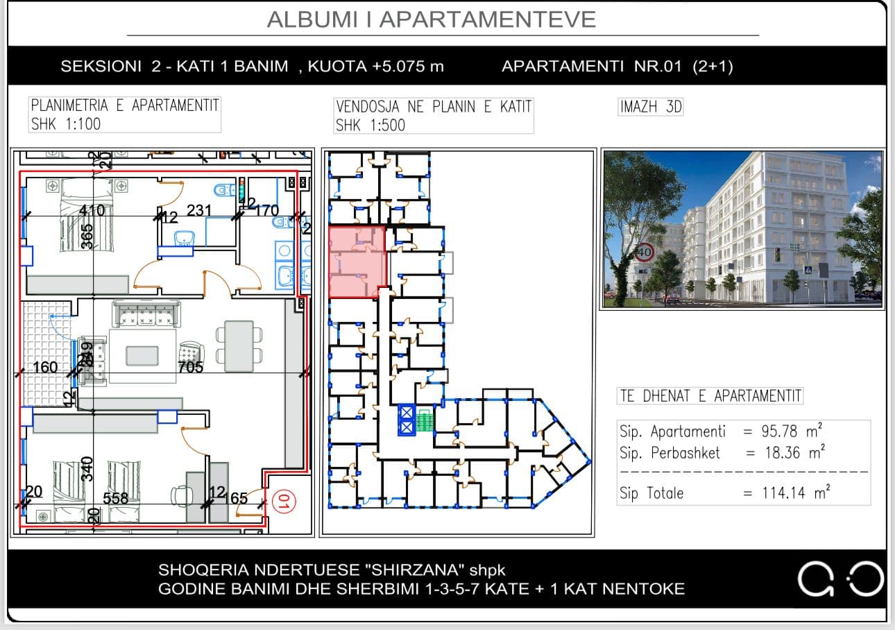 Apartament 2+1+2 në Paskuqan, Tiranë - 136,968€ | 114.14 m² 2