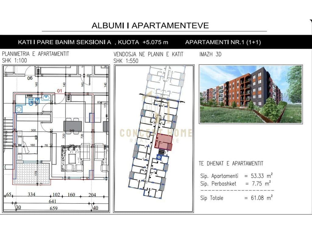 Apartament 1+1 për Shitje në Paskuqan, Tiranë - 61,080€ | 61.08 m² 2
