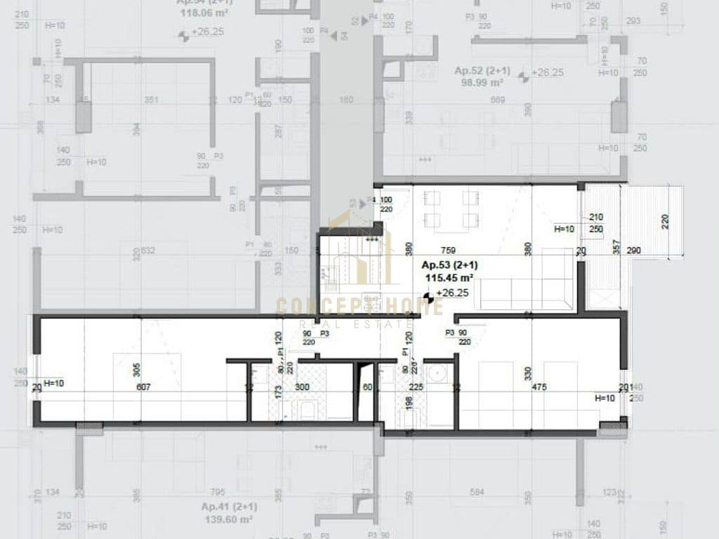 Apartament 2+1+2 Për Shitje në Ish fusha aviacionit, Tiranë - 169,000€ | 115.45 m²