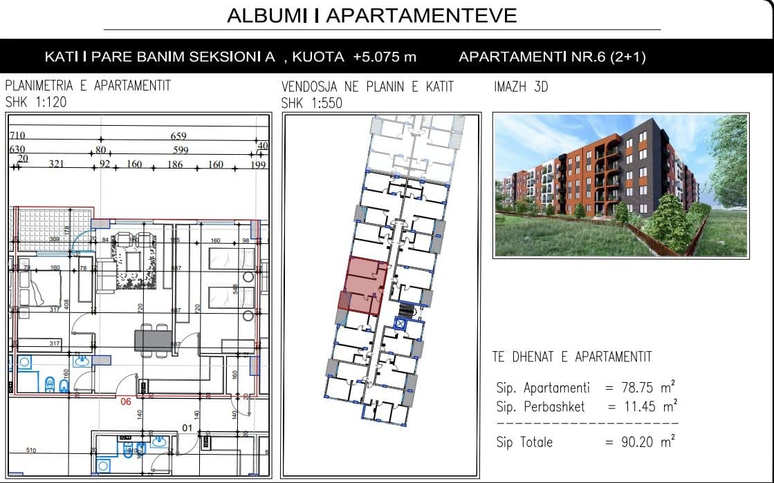 Apartament 2+1 Për Shitje në Paskuqan, Tiranë - 90,200€ | 90.20 m² 2