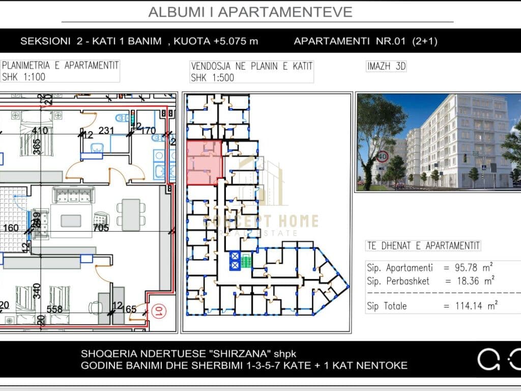 Apartament 2+1+2 në Paskuqan, Tiranë - 136,968€ | 114.14 m² 2