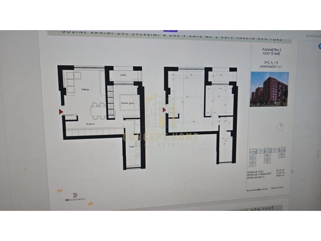 Apartament 1+1 Për Shitje tek Siri Kodra prane "Bulevardit te Ri", Tiranë - 126,000€ | 78.80 m² 3