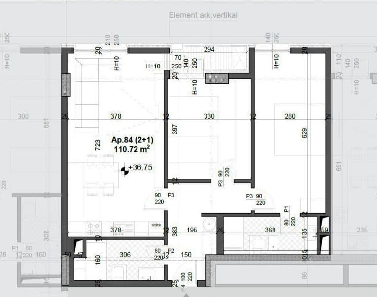 Apartament 2+1+2 Në Shitje në Ish Fusha e Aviacionit, Tiranë - 179,000€ | 122.28 m²