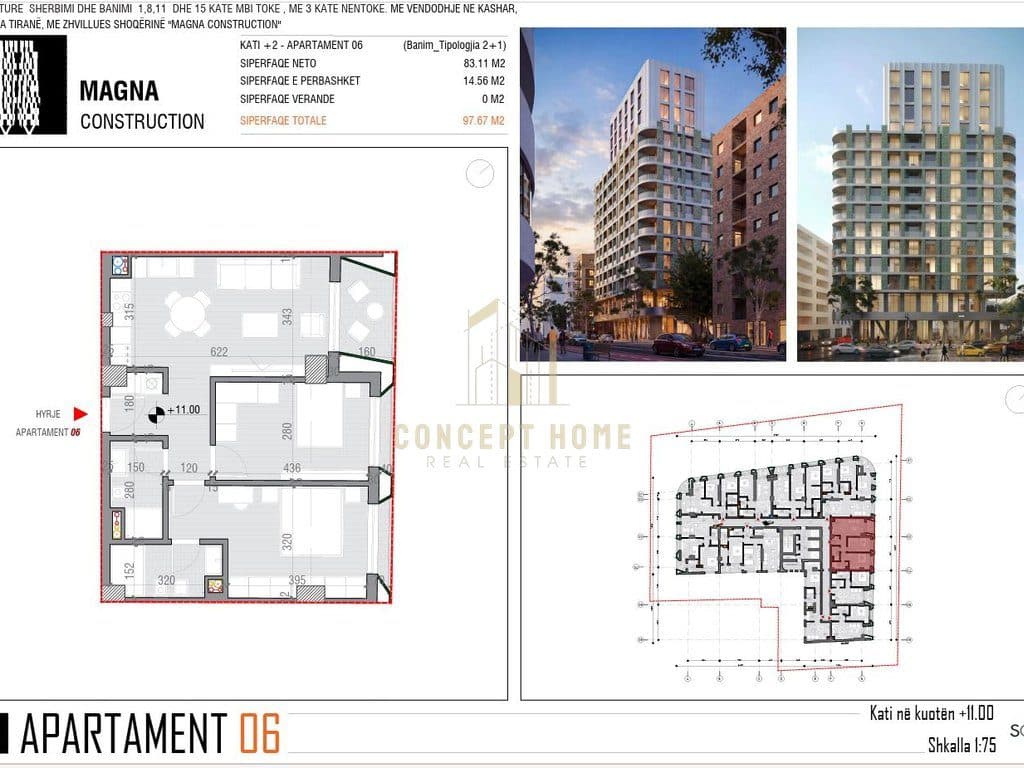 Shitet apartament 2+1+2 ne