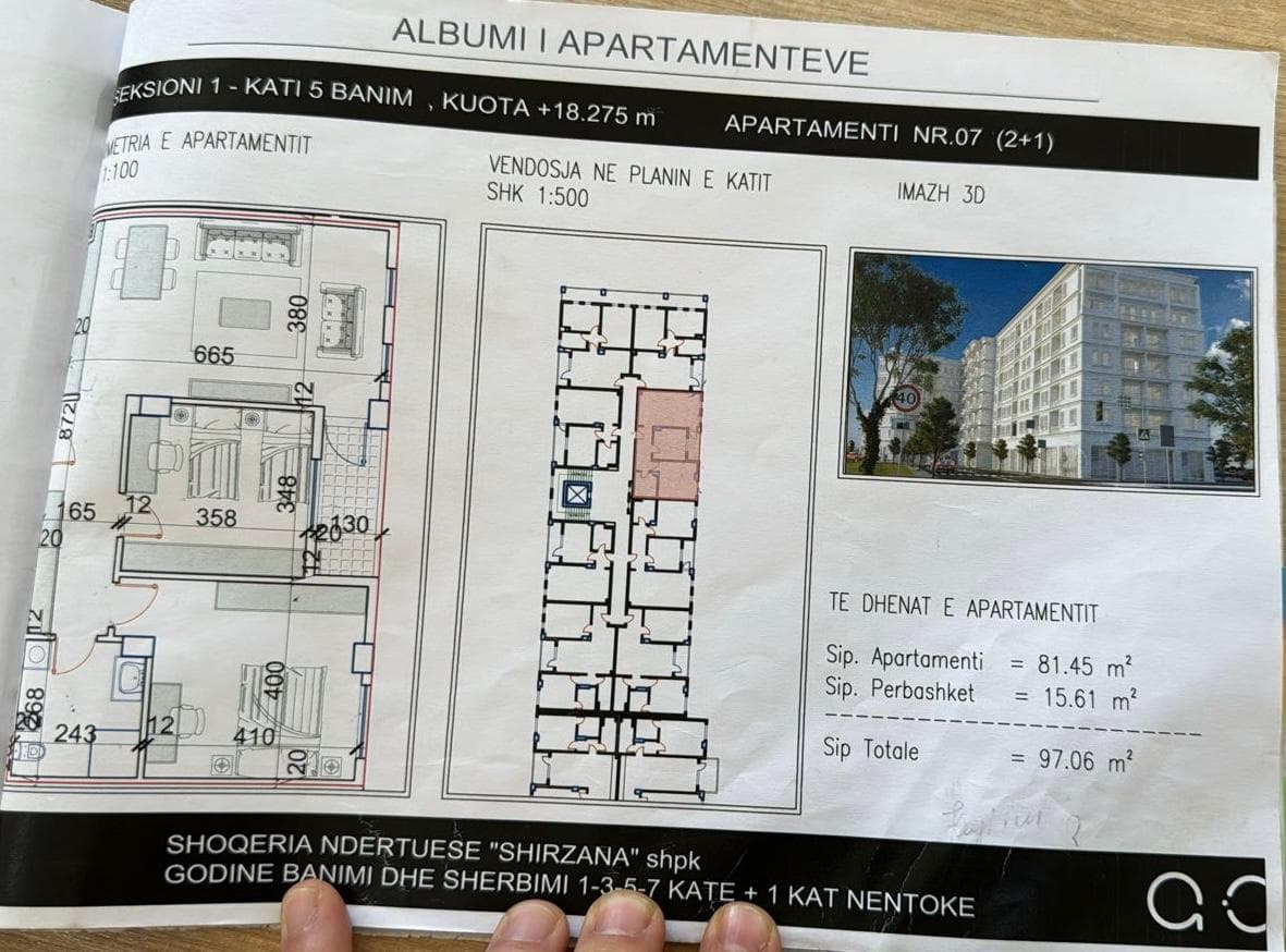 Apartament 2+1 në Shitje në Paskuqan, Tiranë - 101.913€ | 97.06 m² 2