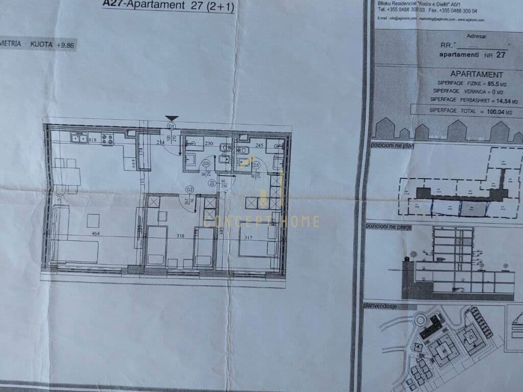 Shitet apartament 2+1+2 tek Rezidenca "Kodra e Diellit 1" 1