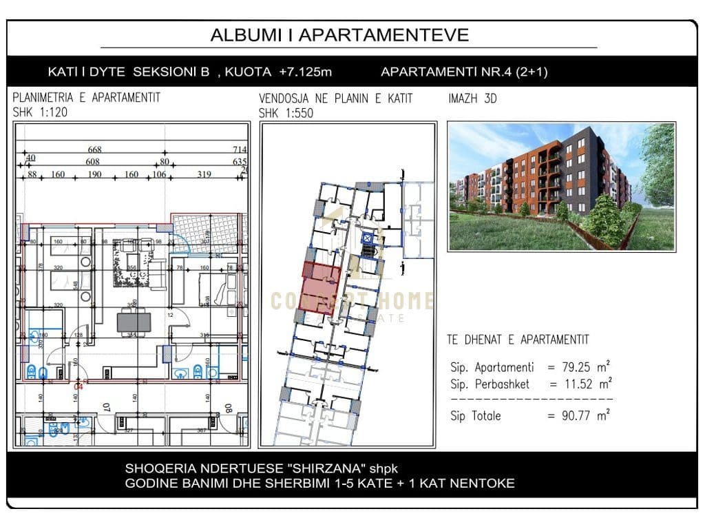 Apartament 2+1+2 në shitje në Paskuqan, Tiranë - 90,770€ | 90.77 m² 2