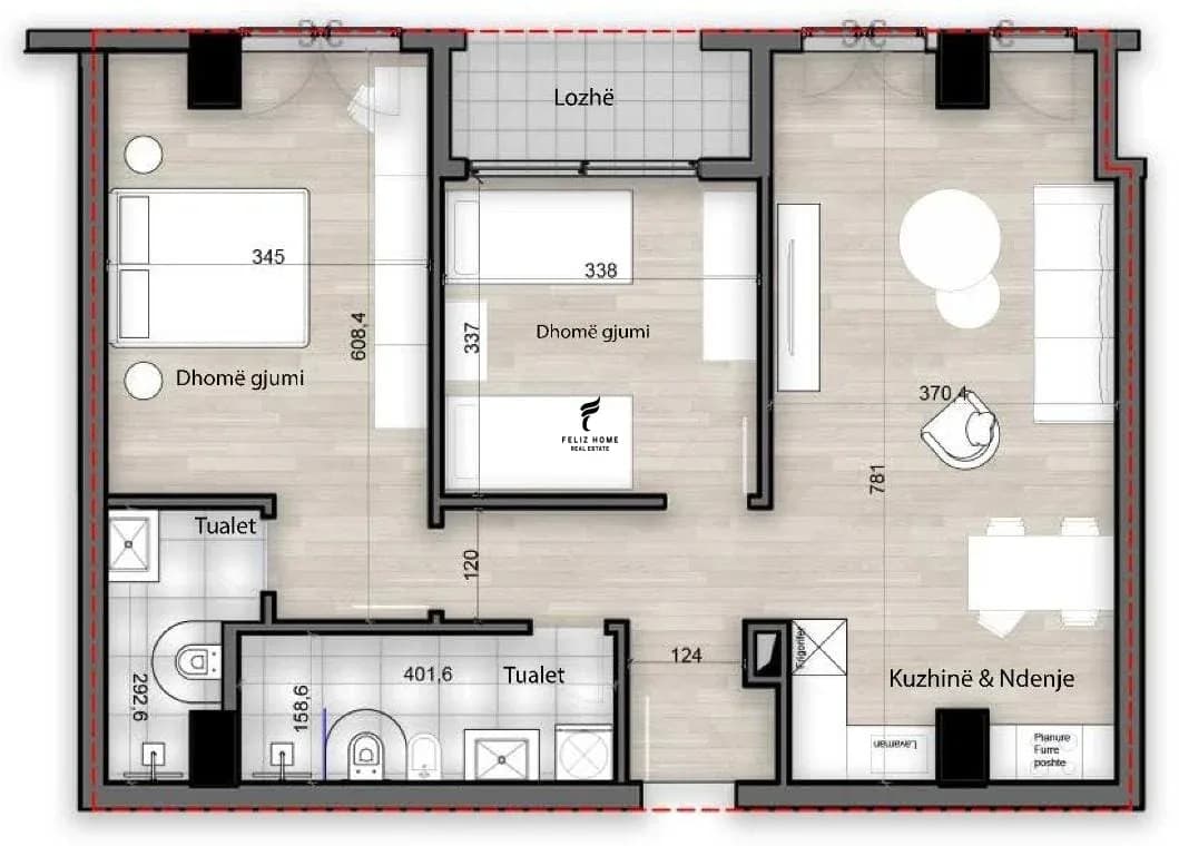 SHITET APARTAMENT 2+1 PORCELAN 169.000 EURO