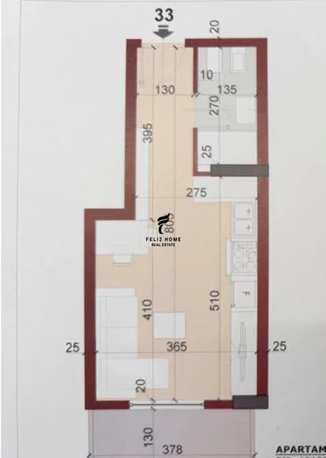 SHITET GARSIONERE 38.3 M2 KINOSTUDIO 83.000 EURO