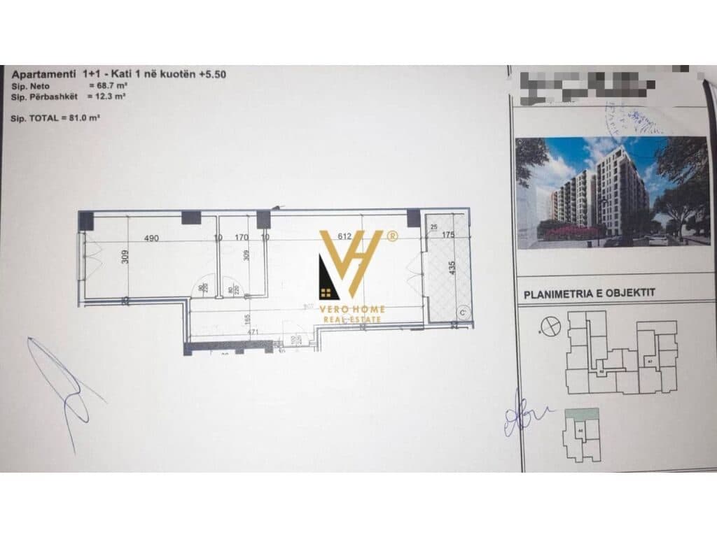 Shitet Apartament 1+1+ballkon te Kompleksi Aura , Laprake 81 m2