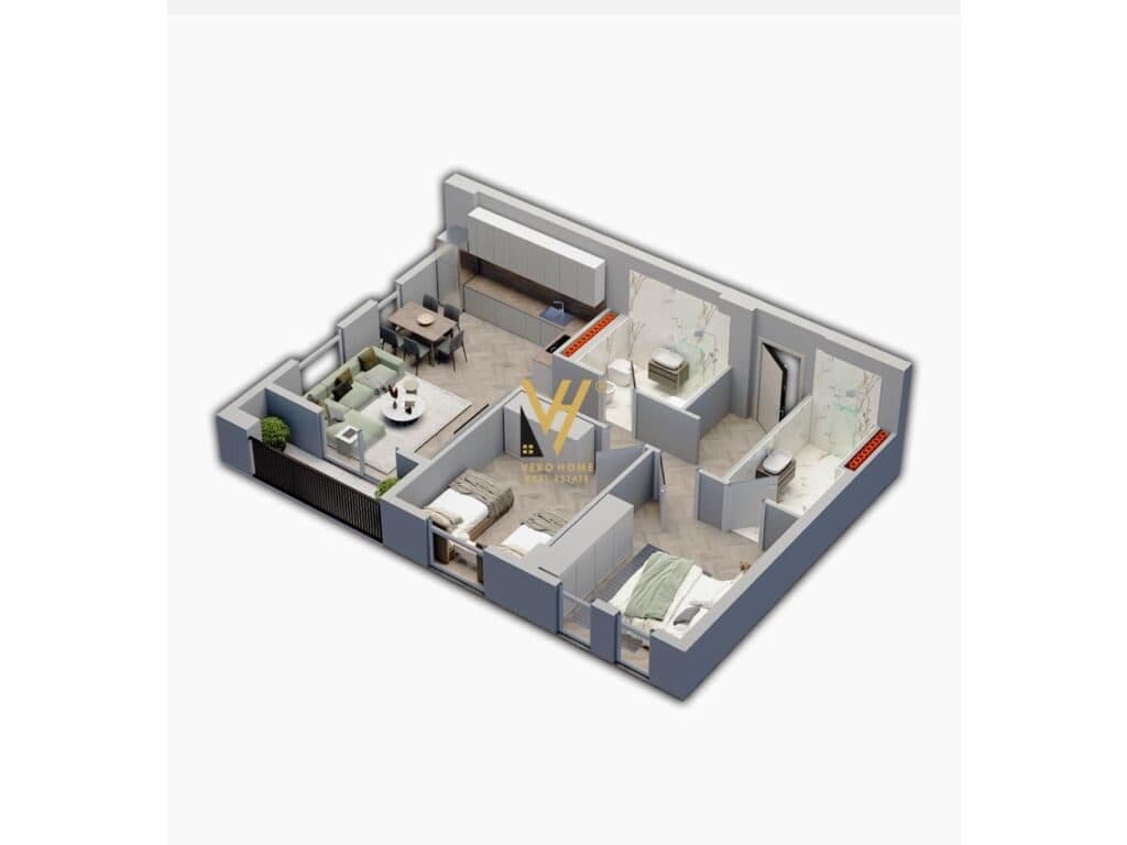 Shitet Apartament 2+1+2+ballkon te Kompleksi Univers City 98 m2