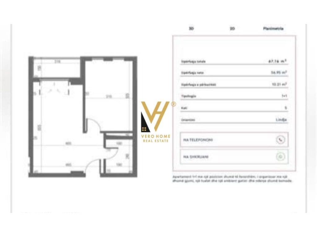Shitet Apartament 1+1+ballkon te Kompleksi Univers City 67 m2 1