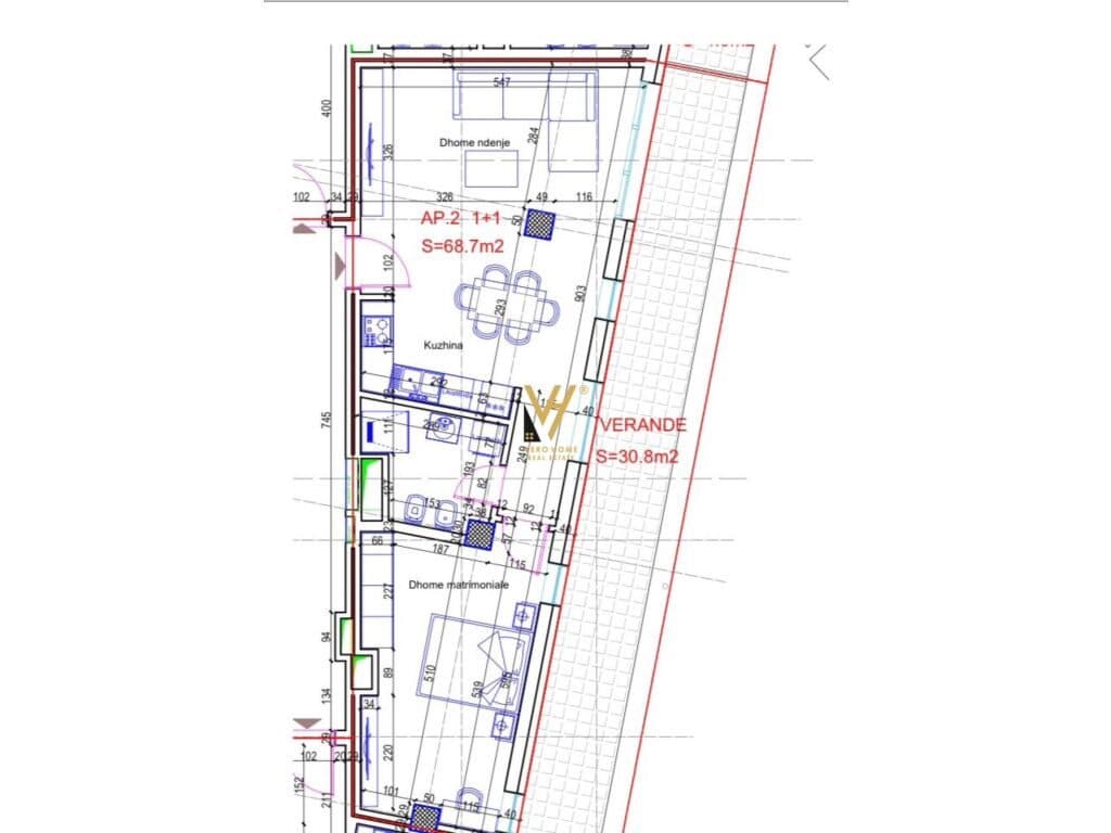 Shitet apartament 1+1 + Verande te Rruga Ali Visha , Tregu Elektrik 111 m2