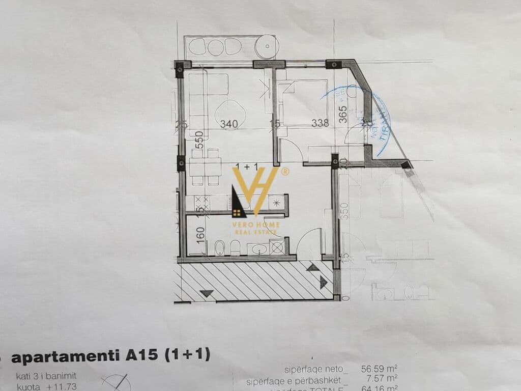Shitet Apartament 1+1+ballkon te Ish Fusha e Aviacionit 64 m2