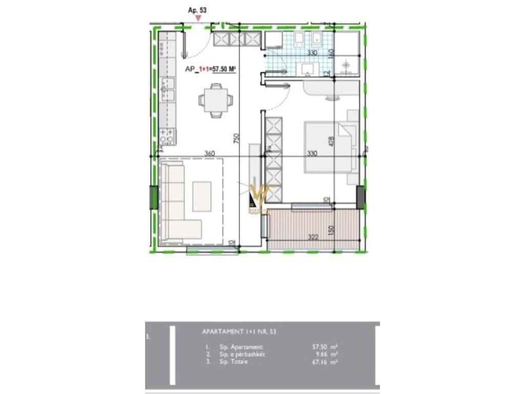Shitet Apartament 1+1+ballkon ne Kamez 67 m2