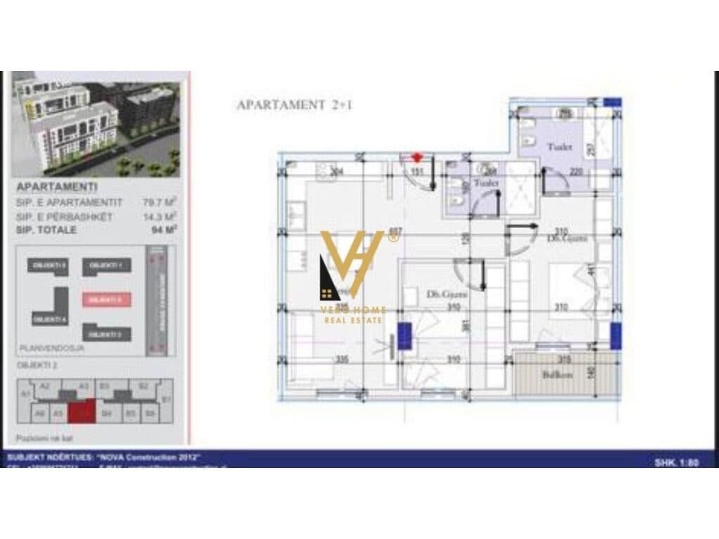 Shitet Apartament 2+1+2 te Kompleksi Entry II, Casa Italia 94 m2