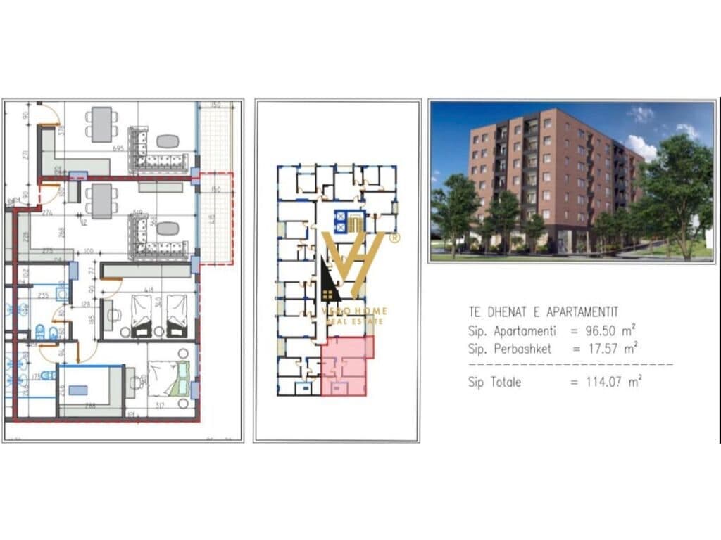 Shitet Apartament 2+1+2+ballkon ne Paskuqan 114 m2