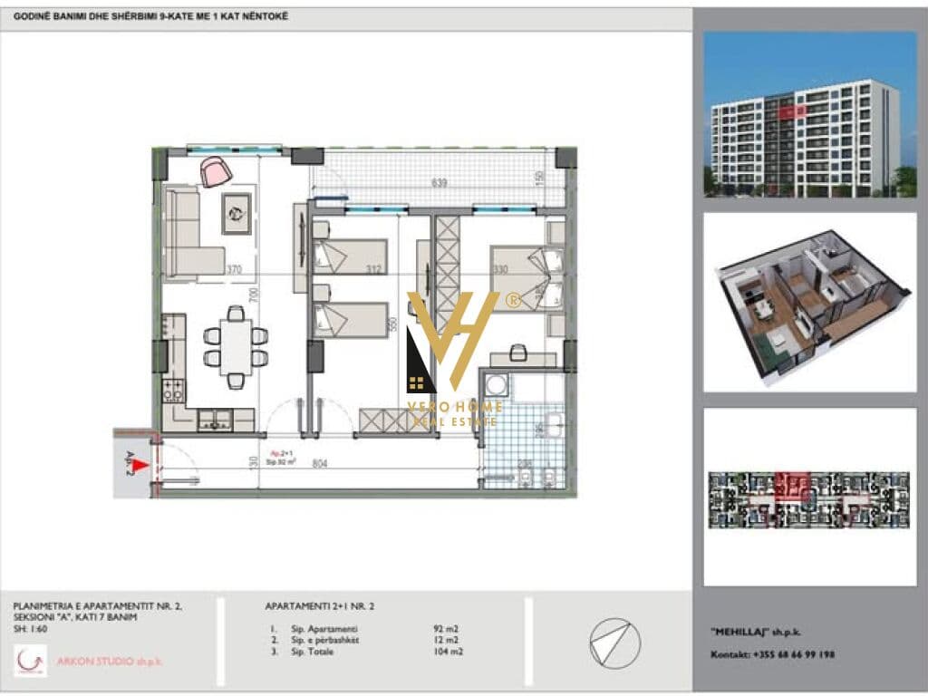 SHITET APARTAMENT 2+1+BLK NE KAMEZ 83.200 EURO