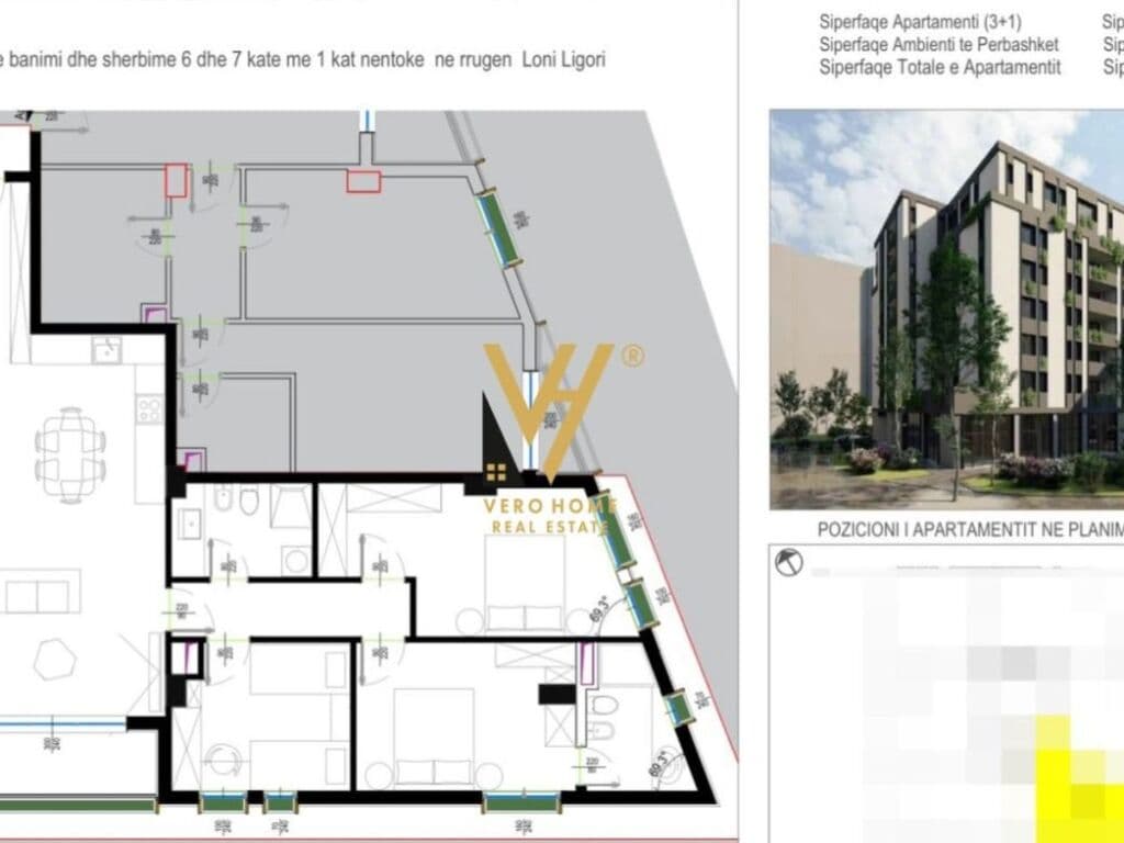 Shitet apartament 3+1+2 te Unaza e Re, Bar Artist 132 m2