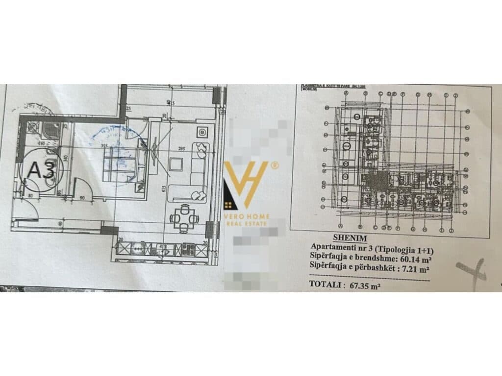 Shitet Apartament 1+1+ballkon ne Kamez 67 m2