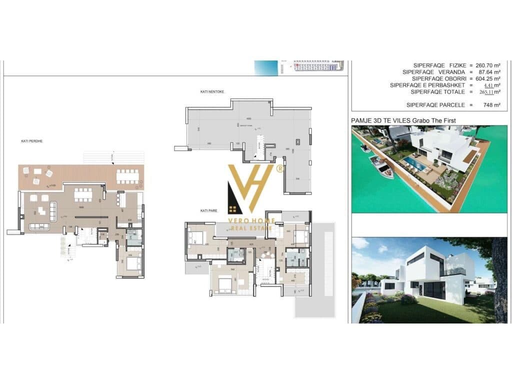 Shitet Vile tre Kateshe te Turquoise Marine , Gjiri i Lalezit 265 m2