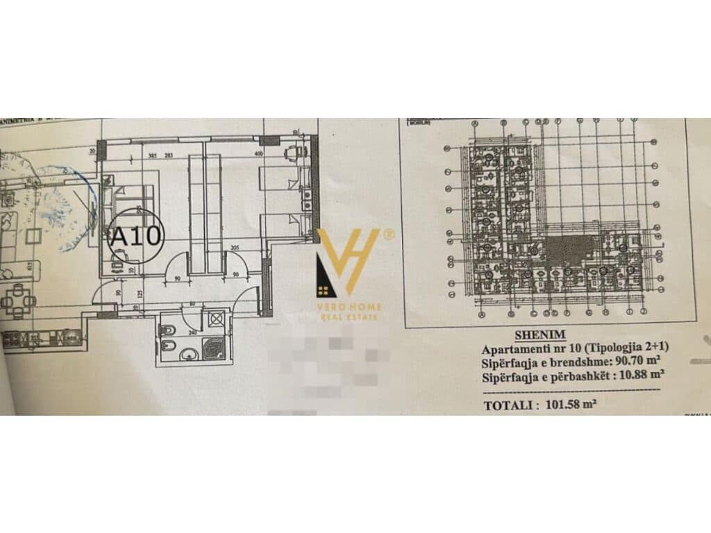 Shitet Apartament 2+1+ballkon ne Kamez 101 m2