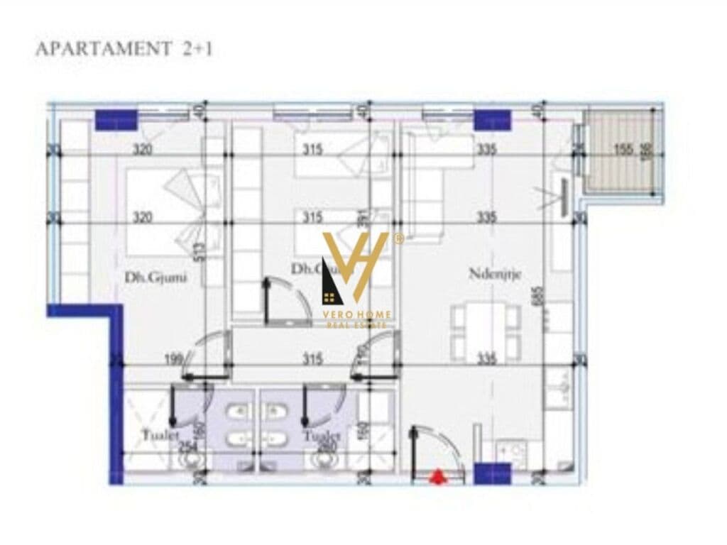 Shitet Apartament 2+1+ballkon pran Spitalit Hygea 89 m2