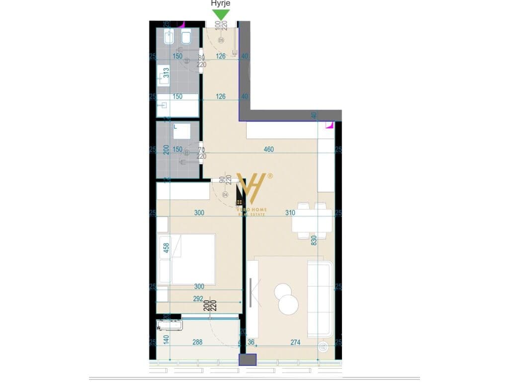 SHITET APARTAMENT 1+1+BLK TE RRUGA VASO PASHA, BLLOK 386.300 EURO