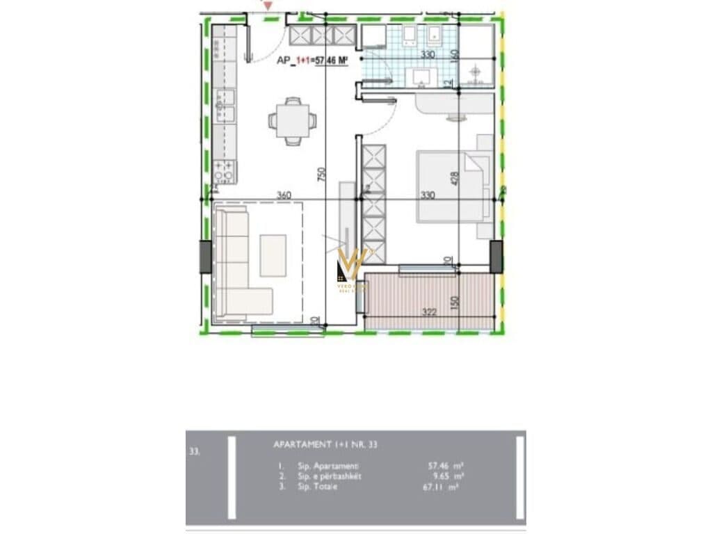 Shitet Apartament 1+1+ballkon ne Kamez 67 m2