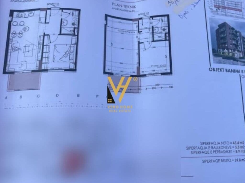 Shitet Apartament 1+1+ballkon ne Golem 60 m2