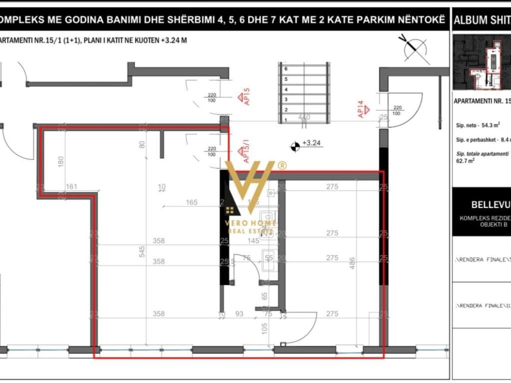 Shitet Apartament 1+1+ballkon te Rruga e Elbasanit 62 m2 3