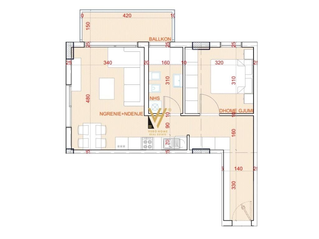 Shitet Apartament 1+1+verande te Unaza e Re 66 m2