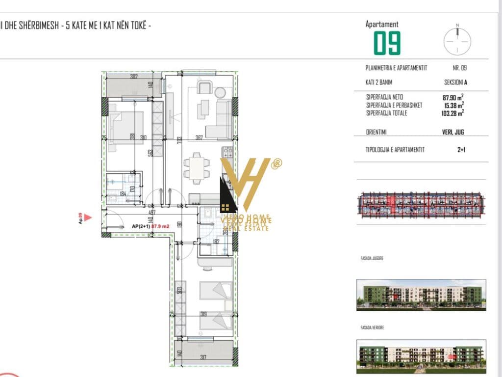 SHITET APARTAMENT 2+1+BLK NE KAMEZ 81.000 EURO