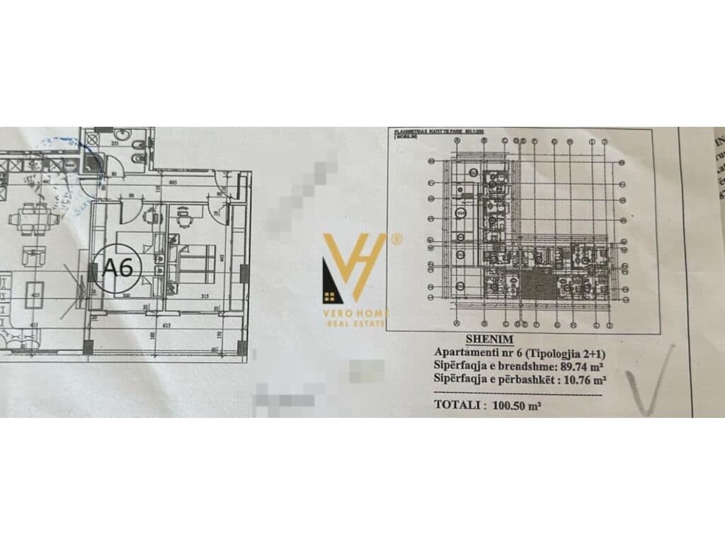 Shitet Apartament 2+1+ballkon ne Kamez 100 m2